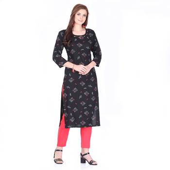 Black printed rayon ethnic-kurtis 1