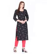 Black printed rayon ethnic-kurtis