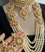 Yellow Gold Kundan and Pearl Necklace Set
