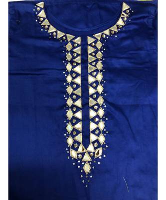 Blue embroidered cotton party-wear-kurtis 2