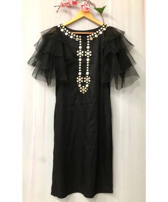Black embroidered cotton party-wear-kurtis 1