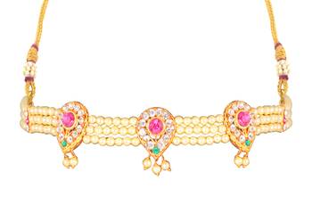 Traditional Maharashrian Pearl Collection Thusi (chokar) Necklace for Women and Grils  1