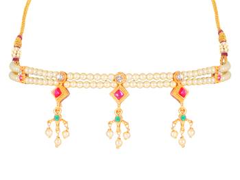 Traditional Maharashrian Pearl Collection Thusi (chokar) Necklace for Women and Grils  1