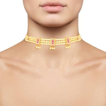 Traditional Maharashrian Pearl Collection Thusi (chokar) Necklace for Women and Grils  2