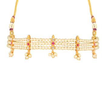 Traditional Maharashrian Pearl Collection Thusi (chokar) Necklace for Women and Grils  1