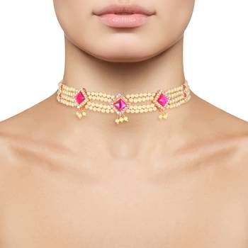 Traditional Maharashrian Pearl Collection Thusi (chokar) Necklace for Women and Grils  2