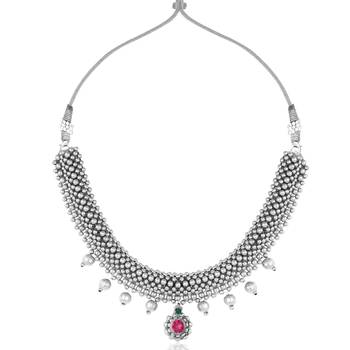 Traditional Oxidised Maharashtrian Thusi (chokar) necklace for women and girls 1