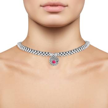 Traditional Oxidised Maharashtrian Thusi (chokar) necklace for women and girls 2