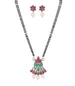 Ethnic Oxidized Floral Design Mangalsutra with Matching Earring Set for Women