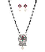 Ethnic Oxidized Floral Design Mangalsutra with Matching Earring Set for Women