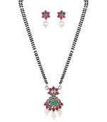 Ethnic Oxidized Floral Design Mangalsutra with Matching Earring Set for Women