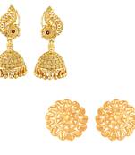 South Indian Traditional Jhumki Earring with Stud Earring Combo for Women and Girls