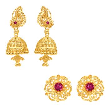 South Indian Traditional Jhumki Earring with Stud Earring Combo for Women and Girls 1