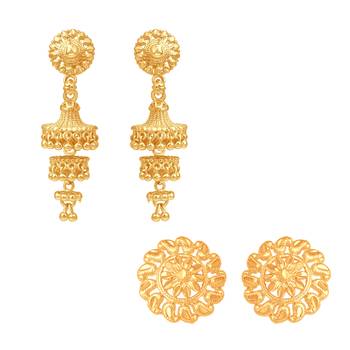 South Indian Traditional Jhumki Earring with Stud Earring Combo for Women and Girls 1