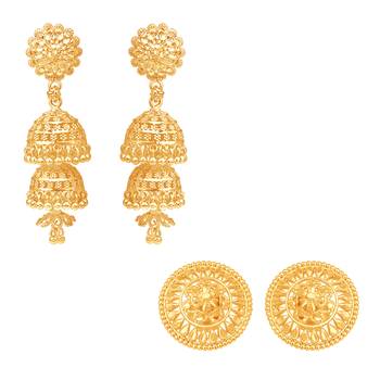 South Indian Traditional Jhumki Earring with Stud Earring Combo for Women and Girls 1