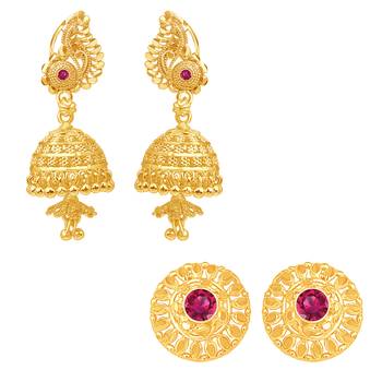 South Indian Traditional Jhumki Earring with Stud Earring Combo for Women and Girls 1