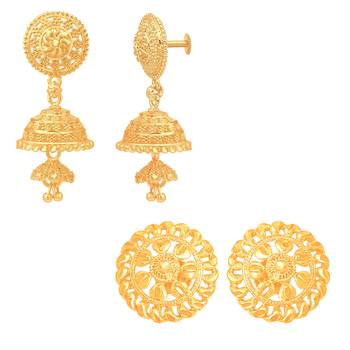 South Indian Traditional Jhumki Earring with Stud Earring Combo for Women and Girls 1
