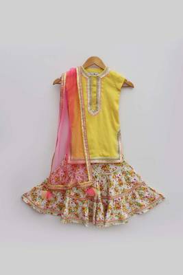 Yellow Kurti with Printed Sharara  1