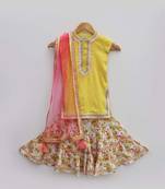 Yellow Kurti with Printed Sharara 