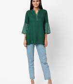 Green printed viscose rayon tunics