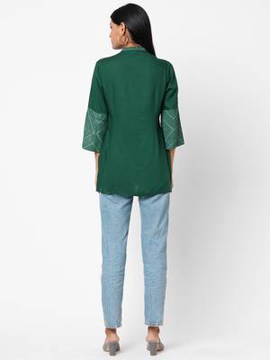 Green printed viscose rayon tunics 2