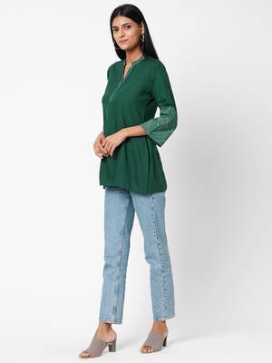 Green printed viscose rayon tunics 4