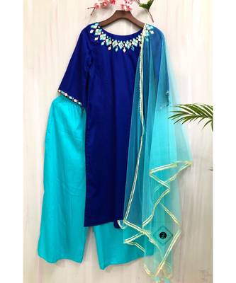 Blue mirror cotton salwar 1