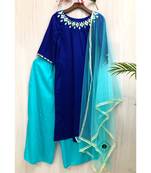 Blue mirror cotton salwar