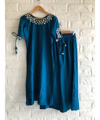 Blue mirror cotton salwar 1