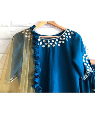 Blue mirror cotton salwar 2