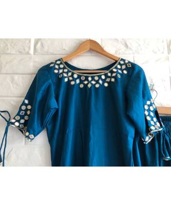 Blue mirror cotton salwar 3
