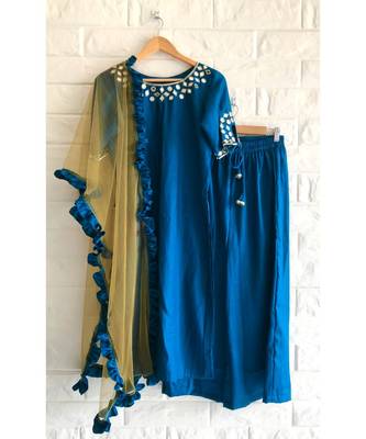Blue mirror cotton salwar 4
