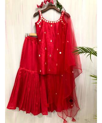 Red mirror cotton salwar 1