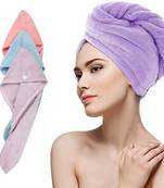 NFI essentials Hair Drying Microfiber Towel Set of 3 Absorbent Super Quick Dry Shower Hair Towel