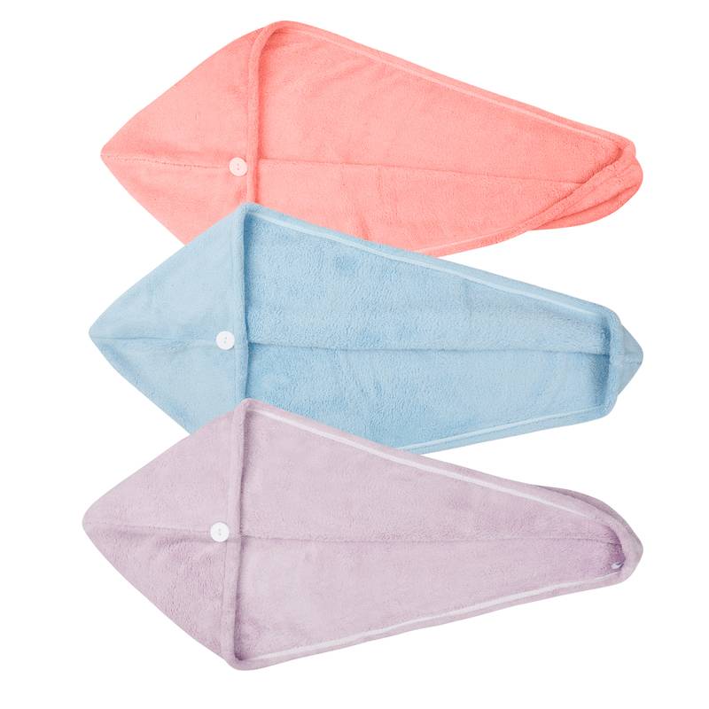 NFI essentials Hair Drying Microfiber Towel Set of 3 Absorbent Super Quick Dry Shower Hair Towel