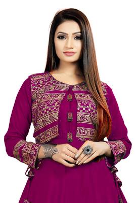 Jambu Creation Women's Rayon Anarkali Kurti with Jacket 5