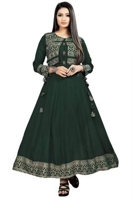 Jambu Creation Women's Rayon Anarkali Kurti with Jacket 1
