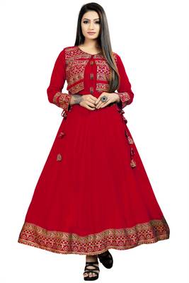 Jambu Creation Women's Rayon Anarkali Kurti with Jacket 1