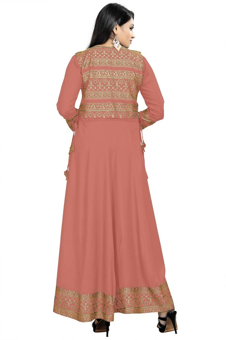 Jambu Creation Women's Rayon Anarkali Kurti with Jacket
