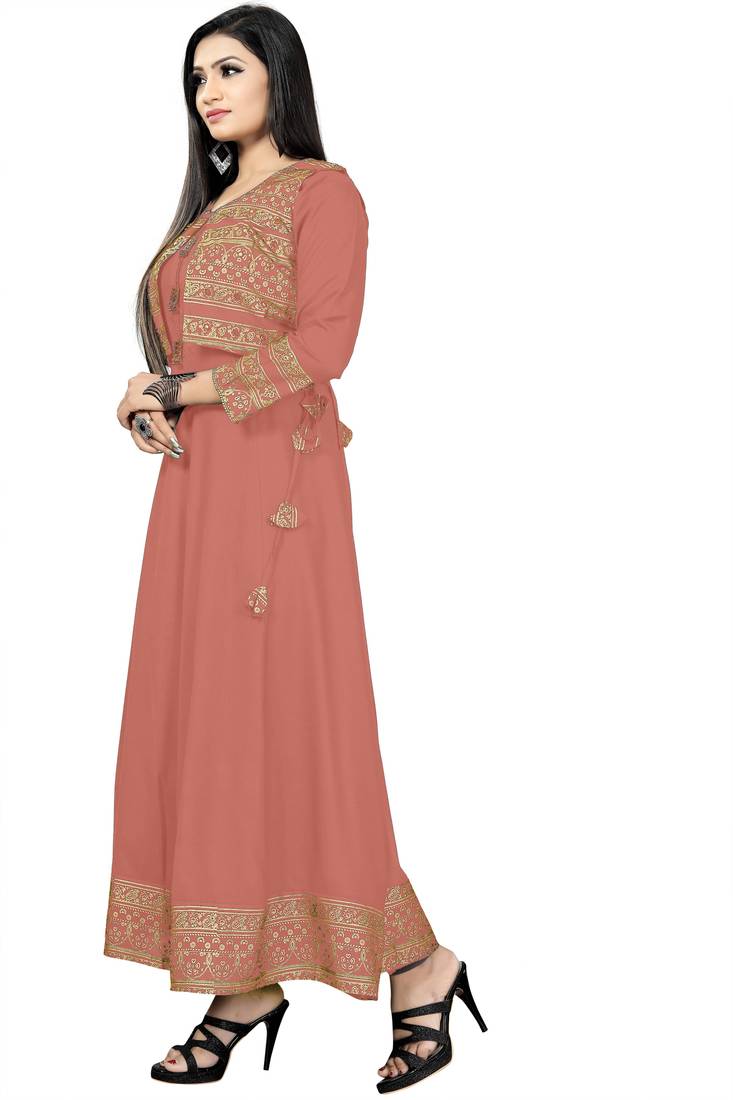 Jambu Creation Women's Rayon Anarkali Kurti with Jacket