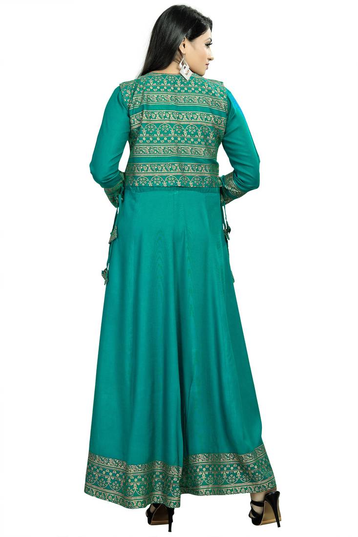 Jambu Creation Women's Rayon Anarkali Kurti with Jacket