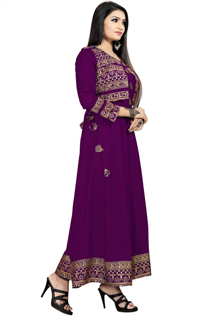 Jambu Creation Women's Rayon Anarkali Kurti with Jacket