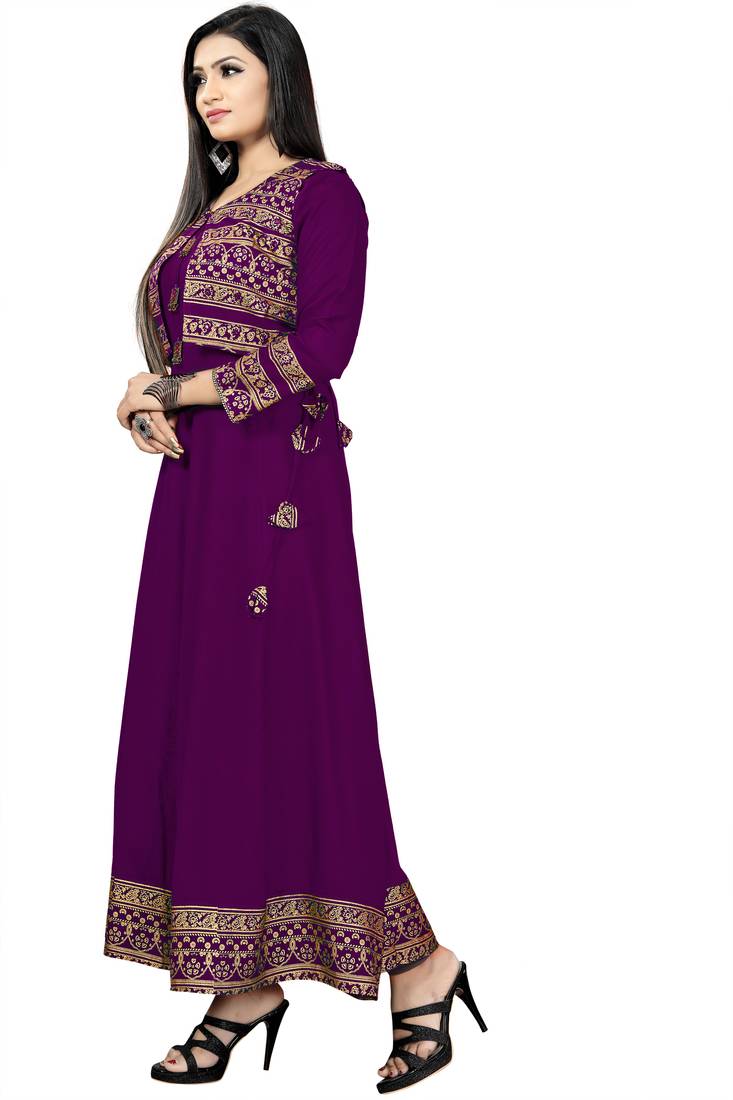 Jambu Creation Women's Rayon Anarkali Kurti with Jacket