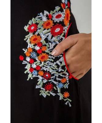 Black Rayon embroidered stitched  Kurti 2
