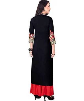 Black Rayon embroidered stitched  Kurti 3