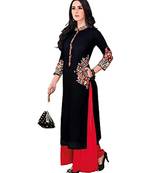 Black Rayon embroidered stitched  Kurti