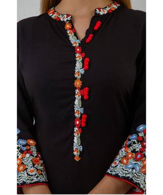 Black Rayon embroidered stitched  Kurti 5