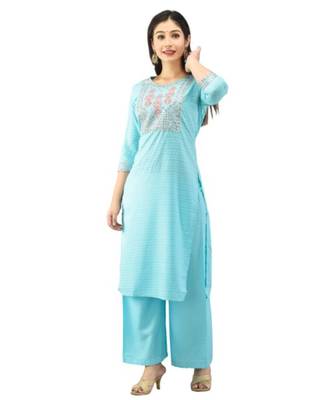 Blue Rayon Printed stitched  KurtI 1