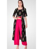 Black Rayon Printed stitched  KurtI