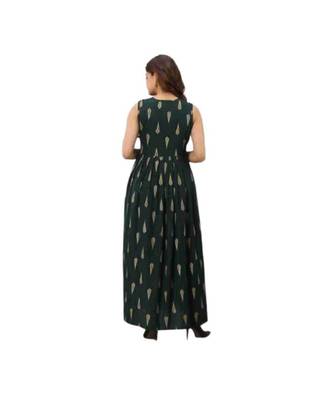 Green Rayon Printed stitched  KurtI 2
